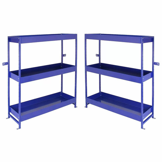 Set 2 Scaffali per Van Furgone 116,5x115x34,8 cm in Acciaio Senza Bulloni Blu