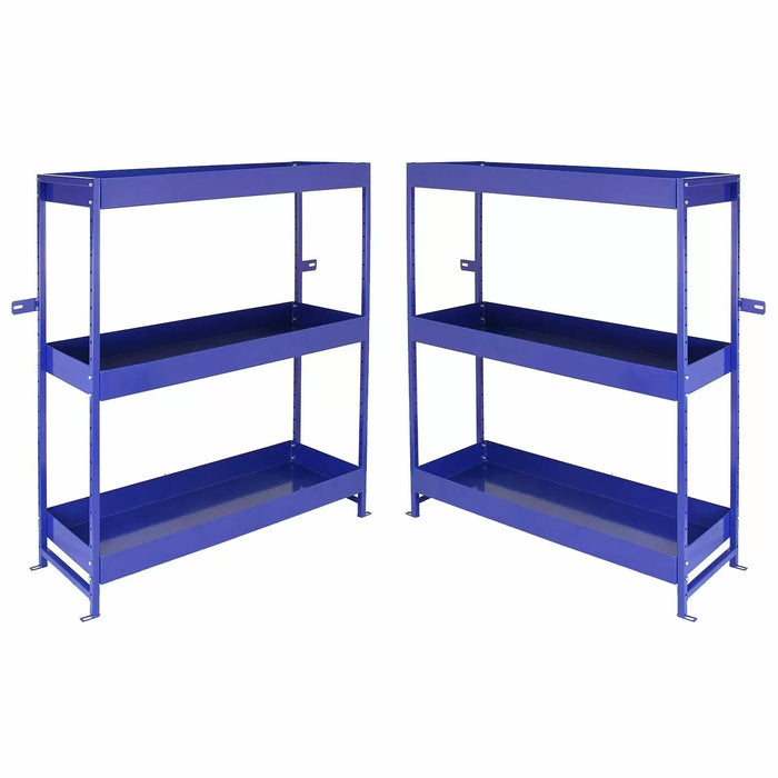 Set 2 Scaffali per Van Furgone 116,5x115x34,8 cm in Acciaio Senza Bulloni Blu