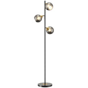 Lampada da terra con 3 paralumi ¨C zephmum ¨C nero e grigio, metallo cromato, 36x162 cm