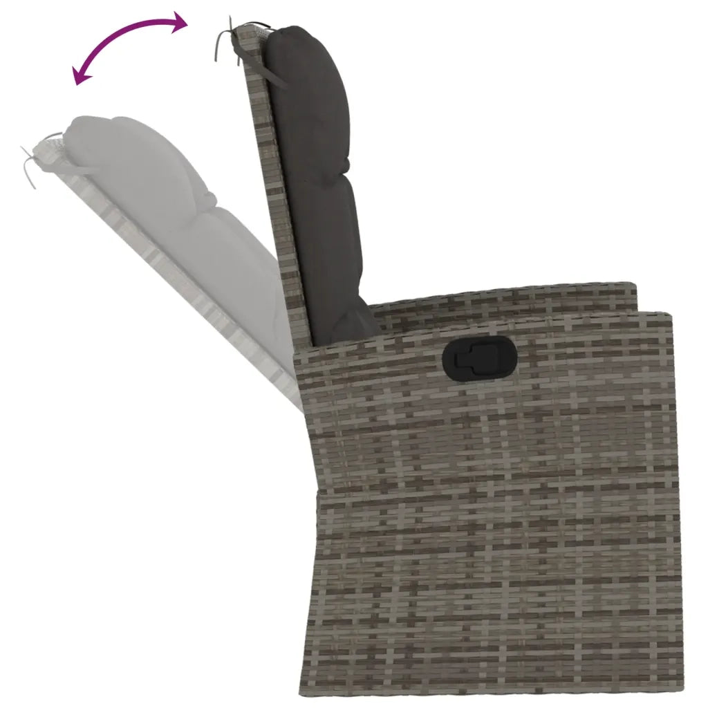 Set Divani da Giardino 3 pz con Cuscini in Polyrattan Grigio 362178