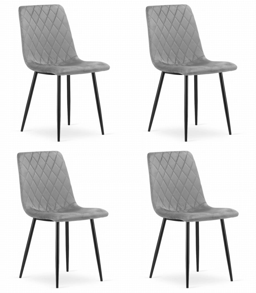 Sedia Valora TURIN in velluto grigio chiaro, design ergonomico x4