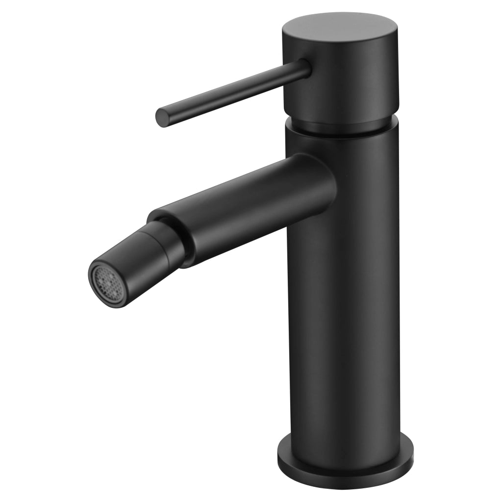 IMEX Miscelatore bidet monocomando Milos Stick nero opaco in ottone e zama con cartuccia ceramica Ø26mm e tubi flessibili 3-8 inclusi Modello Imex-BDYS045-2NG