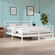 Giroletto-Struttura Letto Bianco in Legno Massello di Pino 200x200 cm 423727