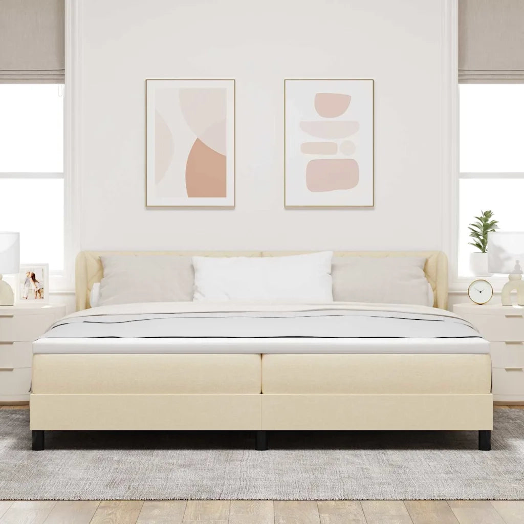 Letto a molle con materasso Crema 200 x 200 cm Tessuto 3340113