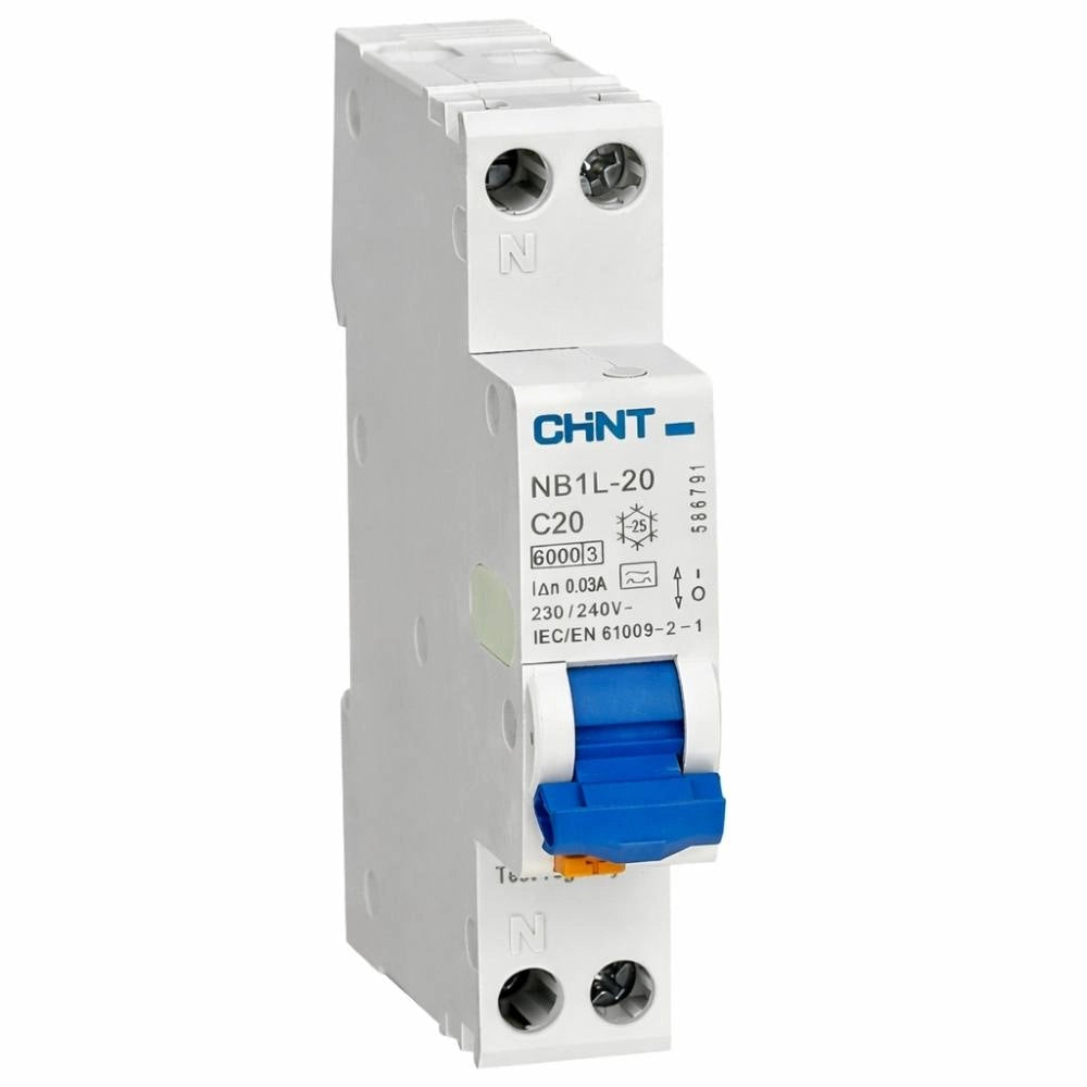 Interruttore magnetotermico differenziale 1p+n 30ma tipo a 6ka chint nb1l-20 slim *** ampere 6 ampere, confezione 1