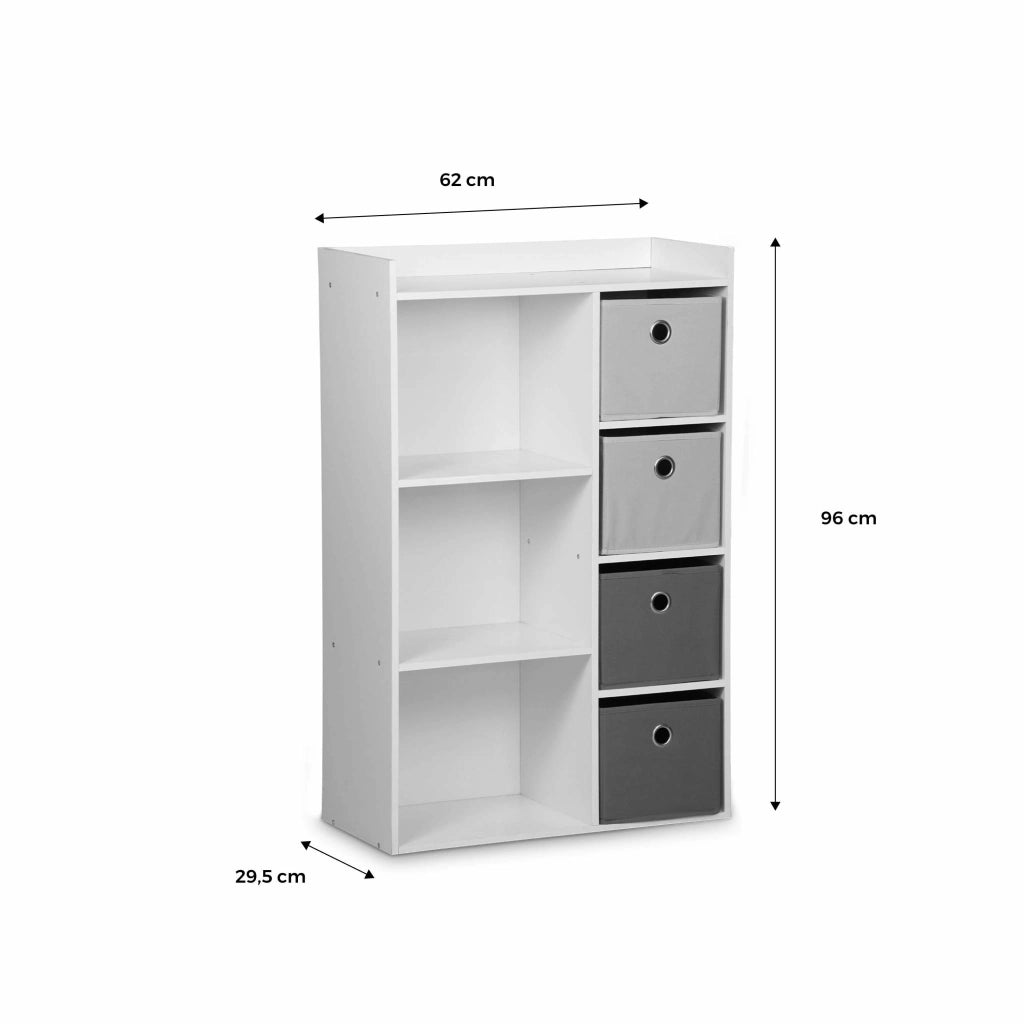 Contenitore per bambini con 4 cestini, blu