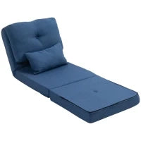 Poltrona Letto, Divano Letto Trasformabile, Poltrona 1 Posto, con 1 Cuscino e Schienale Regolabile, Blu Scuro