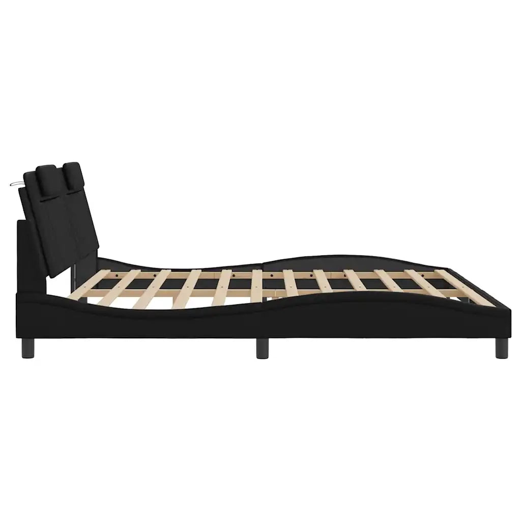 Giroletto Viana senza Materasso Nero 200x200 cm in Similpelle 3208117