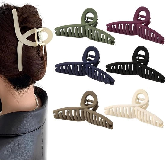 Set di Clip per Capelli Grande - 6 Pezzi - Clip per Capelli con Morso - Tenuta Forte - per Donne/Ragazze - Colori alla Moda - 11 x 5,5 cm - Clip per Capelli