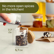 Set di 6 contenitori di 120 ml - con appoggio e etichette per etichettatura - Stivato a tenuta d'aria - Resistenti al lavaggio a vapore - Organizzazione della cucina - Contenitori per spezie - erbe e tè