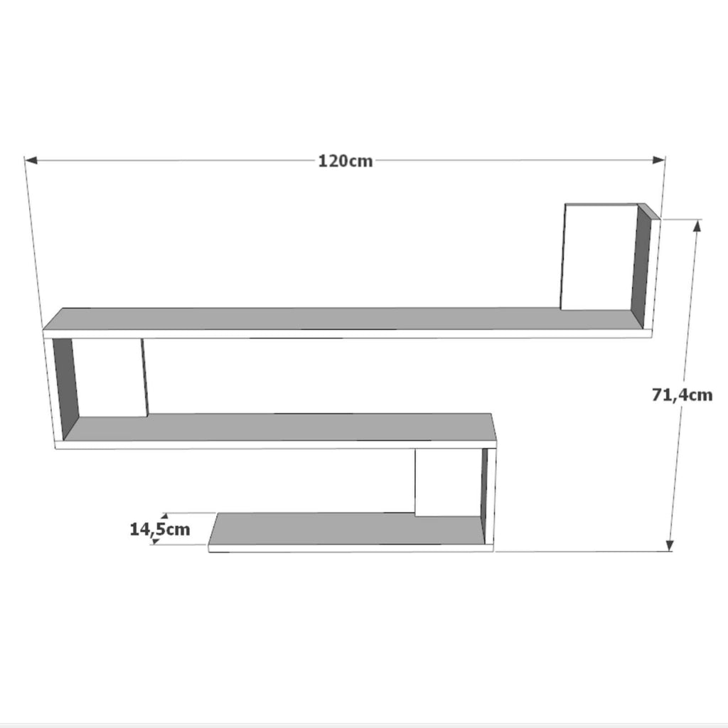 Albareto, Mensola 3 Ripiani, 120x15x71h cm Bianco