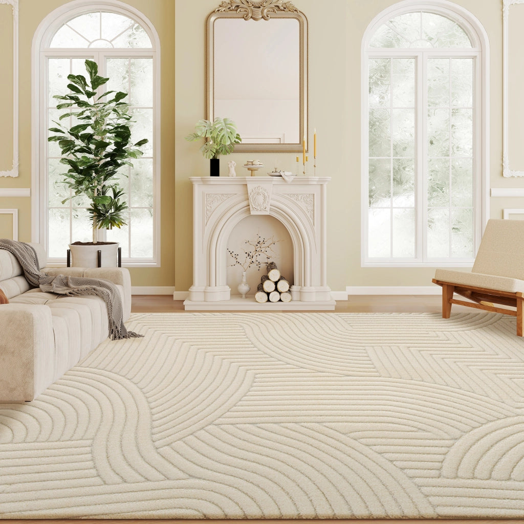 Tappeto geometrico a pelo lungo ¨C zephmum ¨C 160x120 cm crema