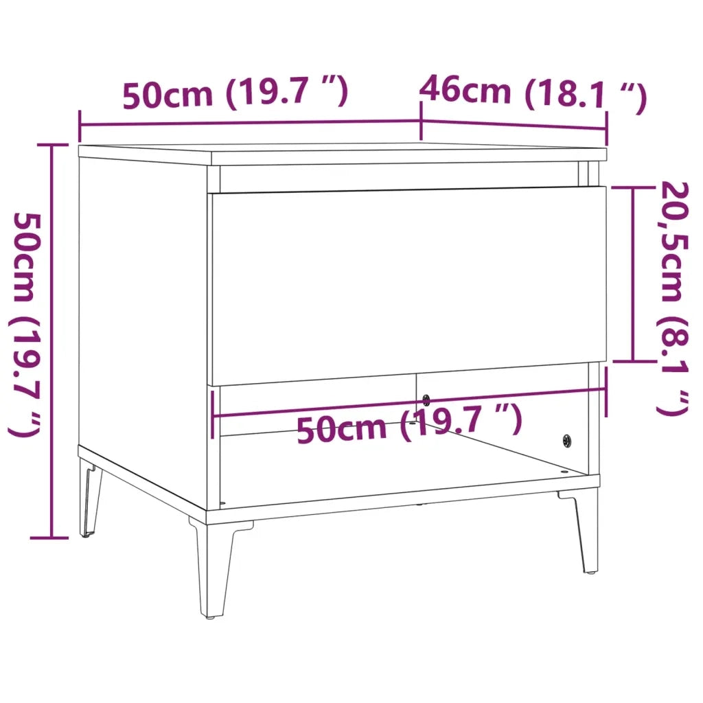 Tavolino Rovere Sonoma 50x46x50 cm in Legno Multistrato 819554