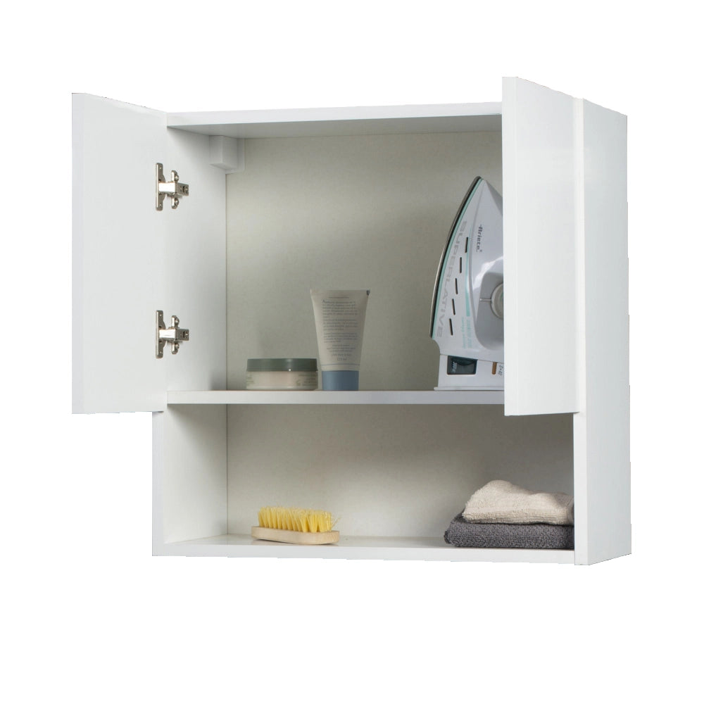 Pensile Bagno Lavanderia con 2 Ante e Vano a Giorno 57,5x27x58 cm in Nobilitato Bianco Opaco