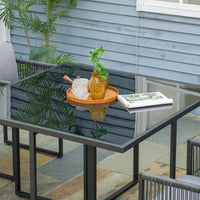 Set Tavolo e 4 Sedie da Giardino con Cuscini in Rattan PE Nero e Grigio