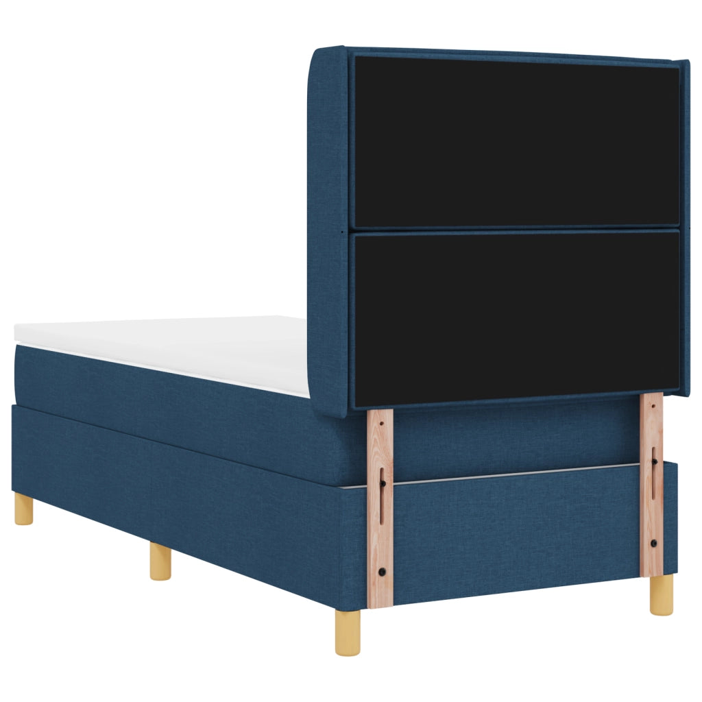 Letto Box Spring  con Materasso e LED Blu 90x200 cm Tessuto