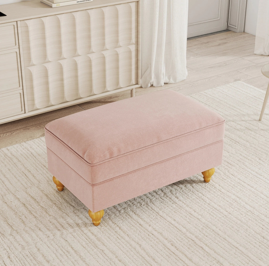Pouf Windsor in tessuto ciniglia rosa