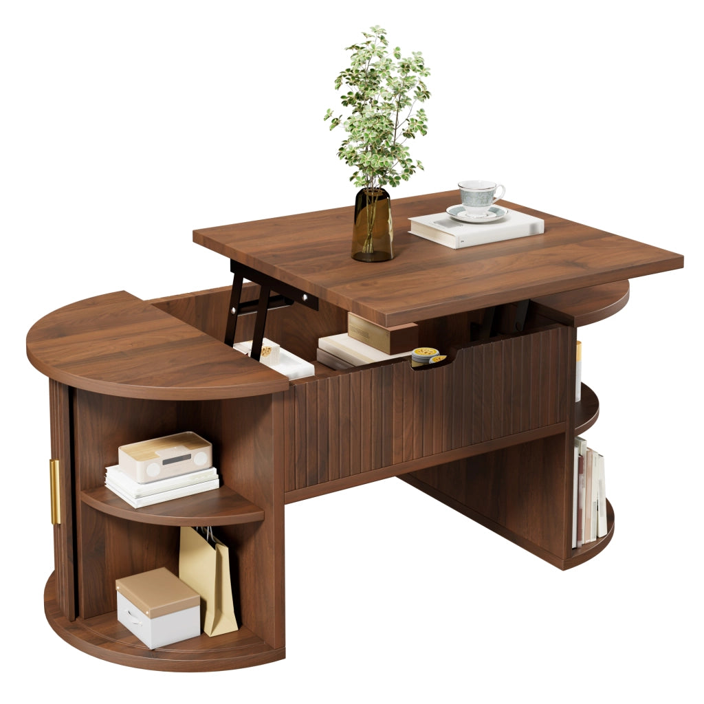 Tavolino da Salotto Regolabile in Altezza Ovale Moderno in MDF Noce 100x50 cm