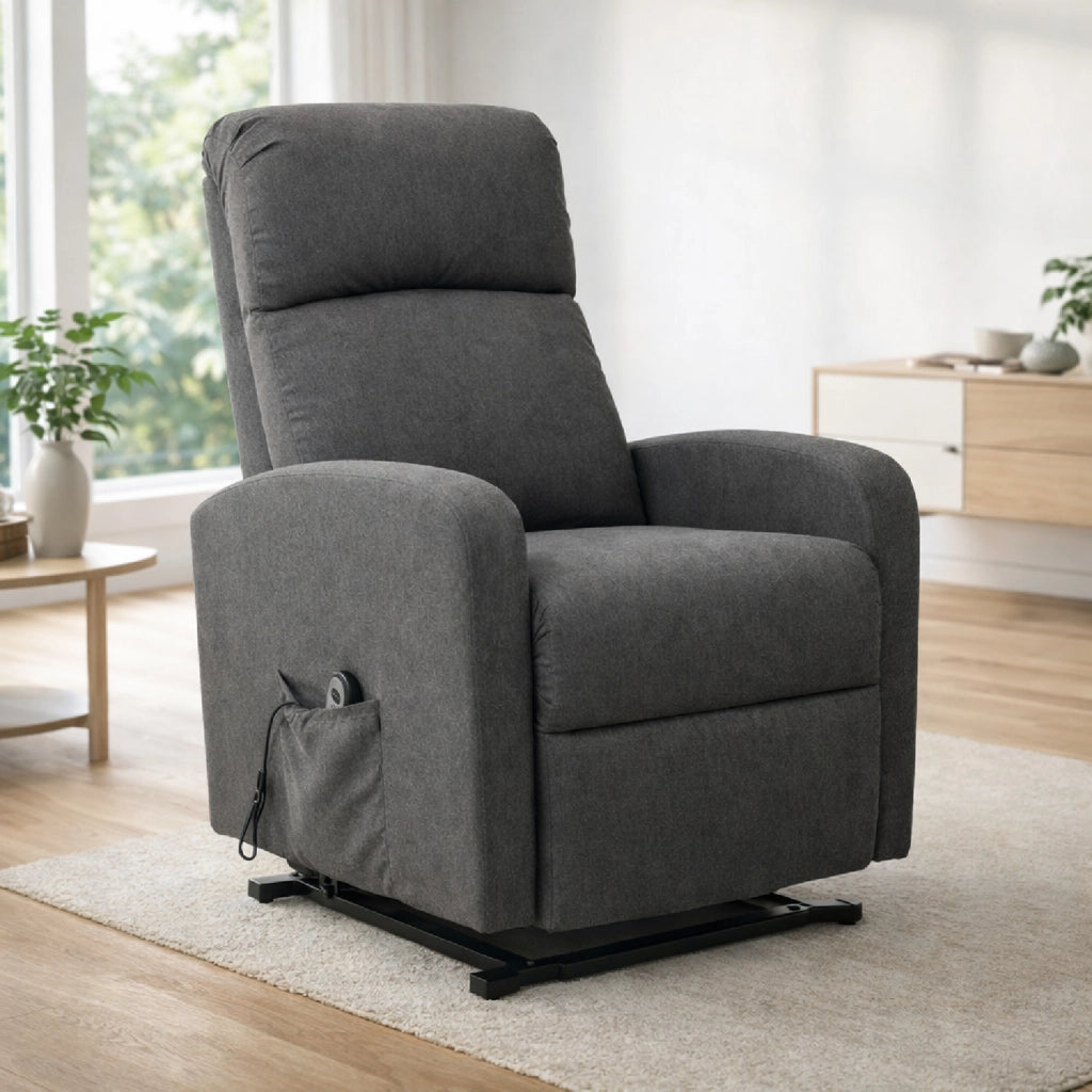Poltrona Relax Elettrica Con Alzapersona Reclinabile 135° Schienale Ergonomico E Telecomando Poltrona TV Comfort per Anziani Soggiorno 65 x 85 x 105 cm Grigio