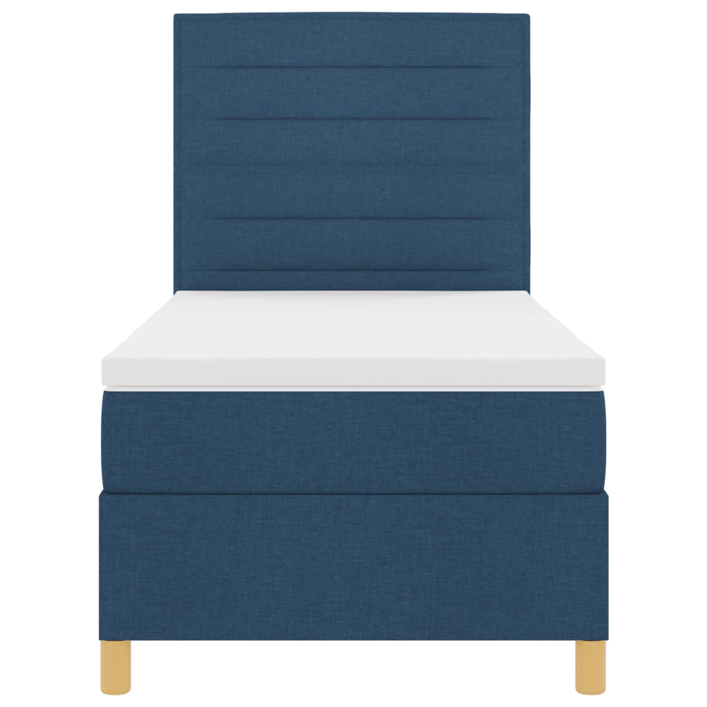 Letto a molle blu singolo in tessuto