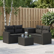 Set di divani 6 pz Nero Rattan sintetico e Acciaio 3447397