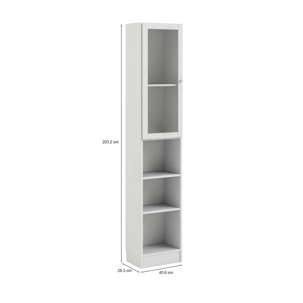 Libreria Greg, Scaffale da ufficio, Mobile portalibri, Biblioteca, 41x28 h203 cm, Bianco