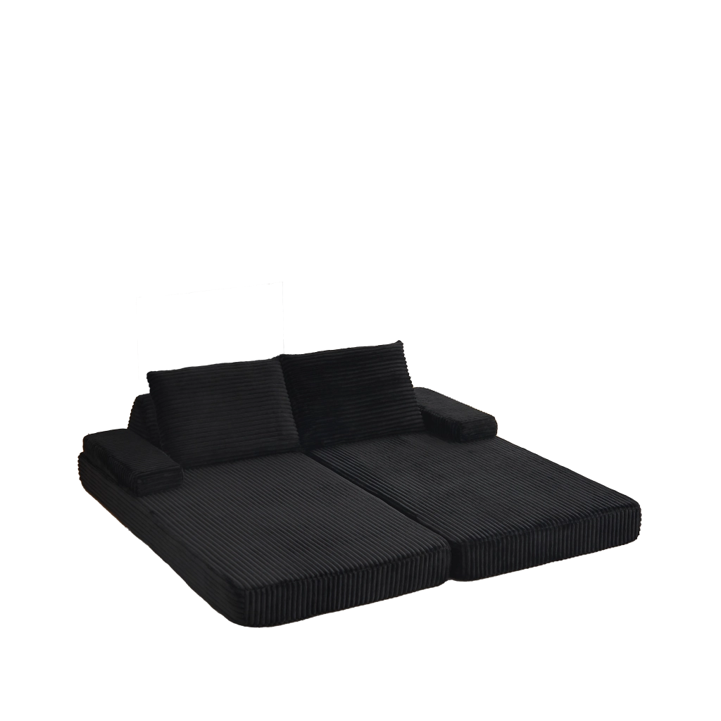 Divano letto in corda ¨C Minimal ¨C 210 cm, con 2 cuscini e schienali regolabili, grigio