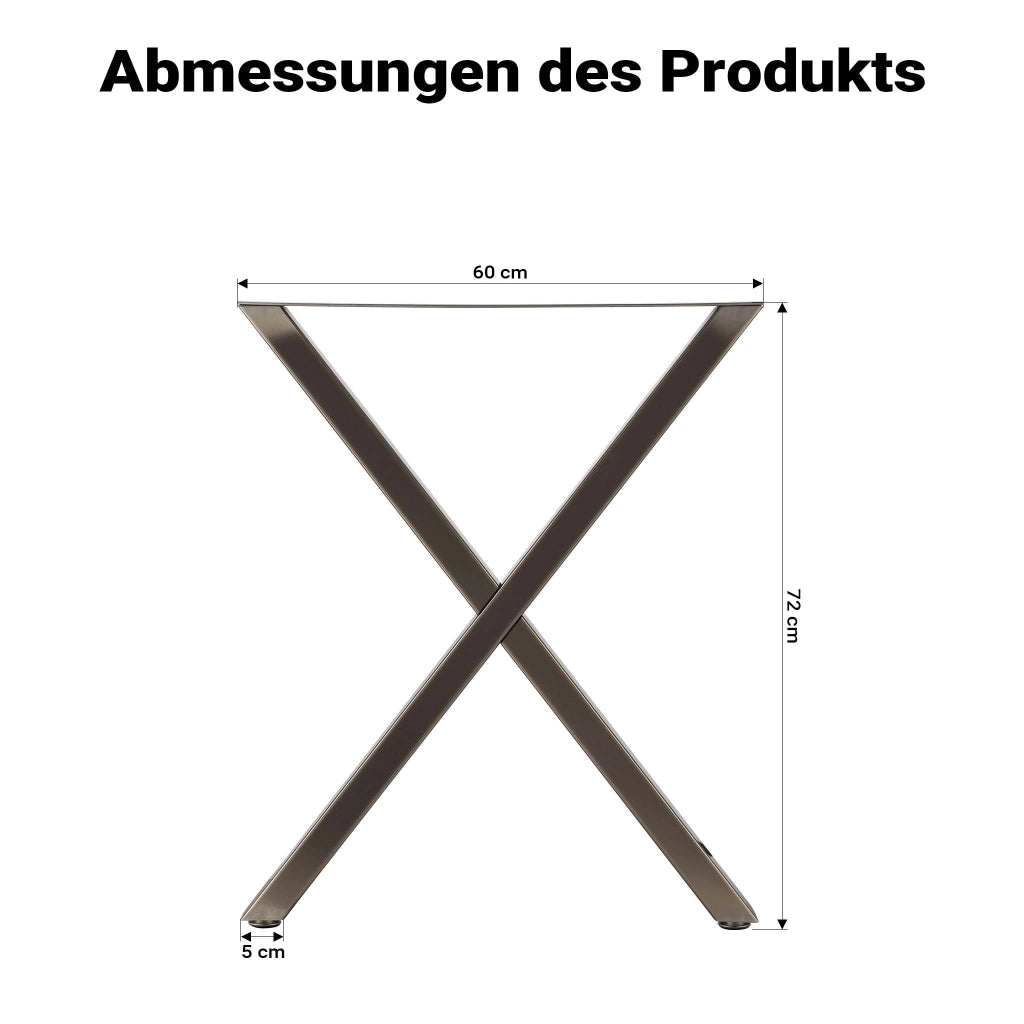 Base per tavolo 72x60 cm con gambe tavolo a forma di X acciaio verniciato