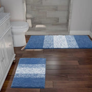 Set di tappeti di bagno antiscivolo microfibra assorbente con 2 tappeti di bagno lavabili a macchina per la camera da bagno blu