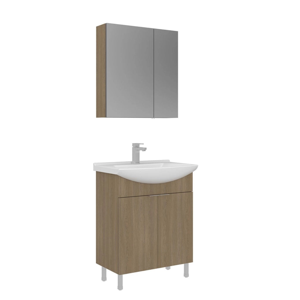 Set mobile lavabo con specchio (2 pezzi) "Purus 65" - 65 x 50 x 83 cm - Rovere