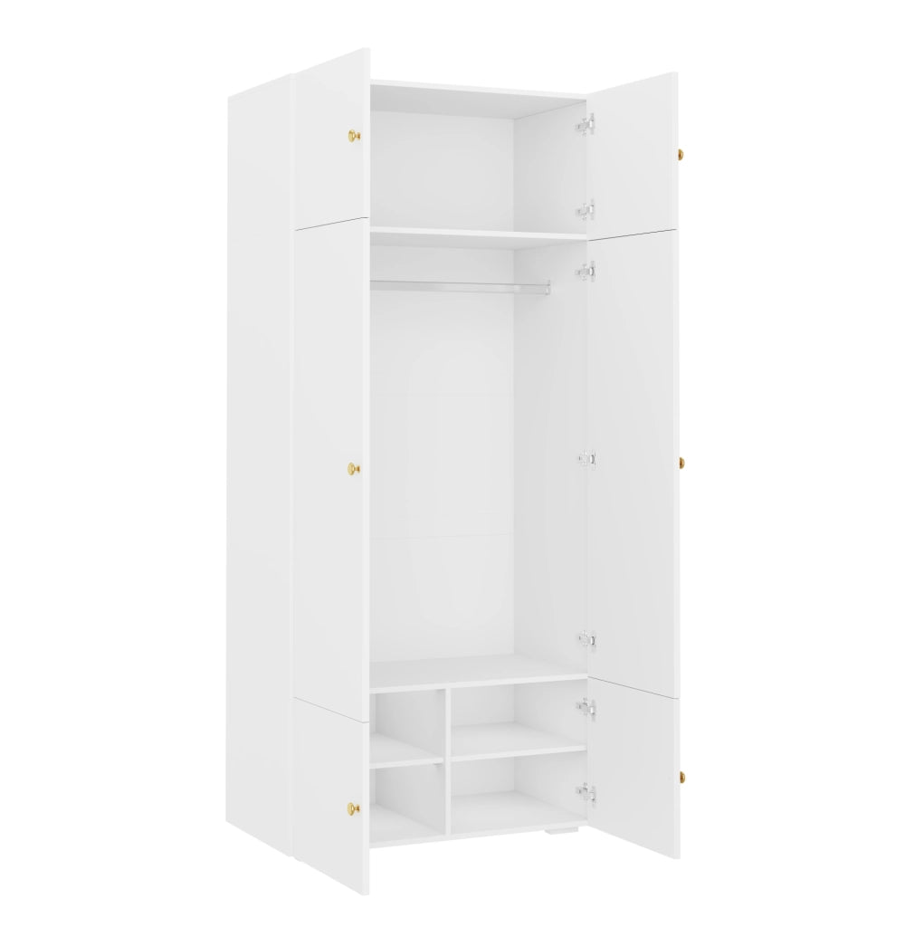 Armadio bianco 90x50x200 cm con 1 barra appendiabiti e 5 ripiani, mobile moderno per camera e ufficio