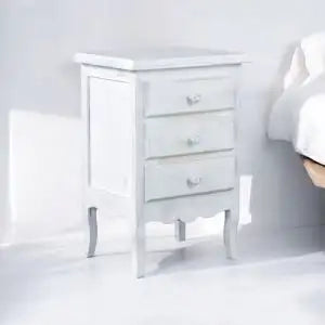 Comodino in legno Shabby chic bianco consumato provenzale