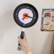 Piatto da Frittura 3D con Forma di Uovo, Orologio da Cucina a Muro, Design Moderno per la Decorazione della Cucina, Piatto da Frittura con Orologio a Muro (Rosso)