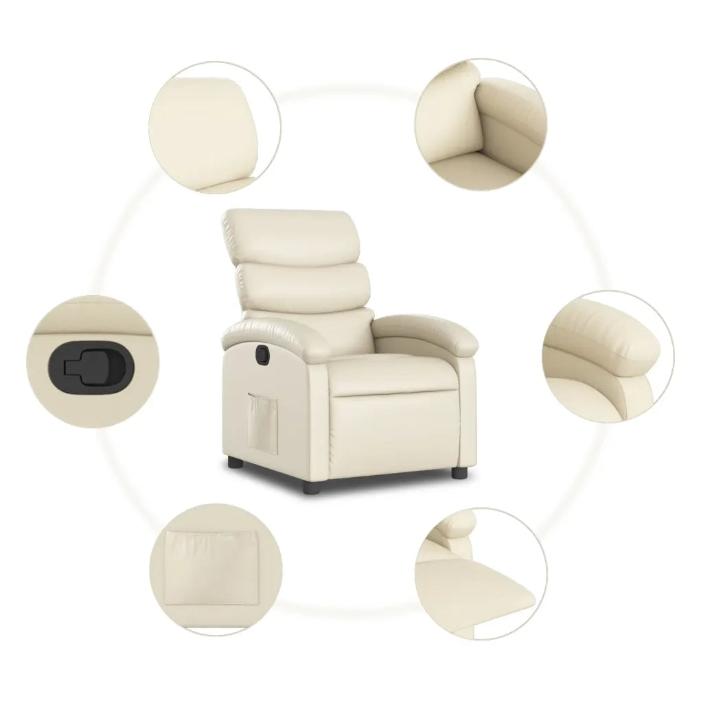 Divano Sedia-Poltrona reclinabile in similpelle color crema 404110