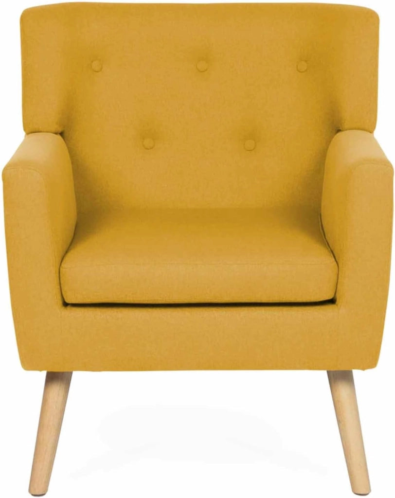 Poltrona scandinava in tessuto giallo senape LIV
