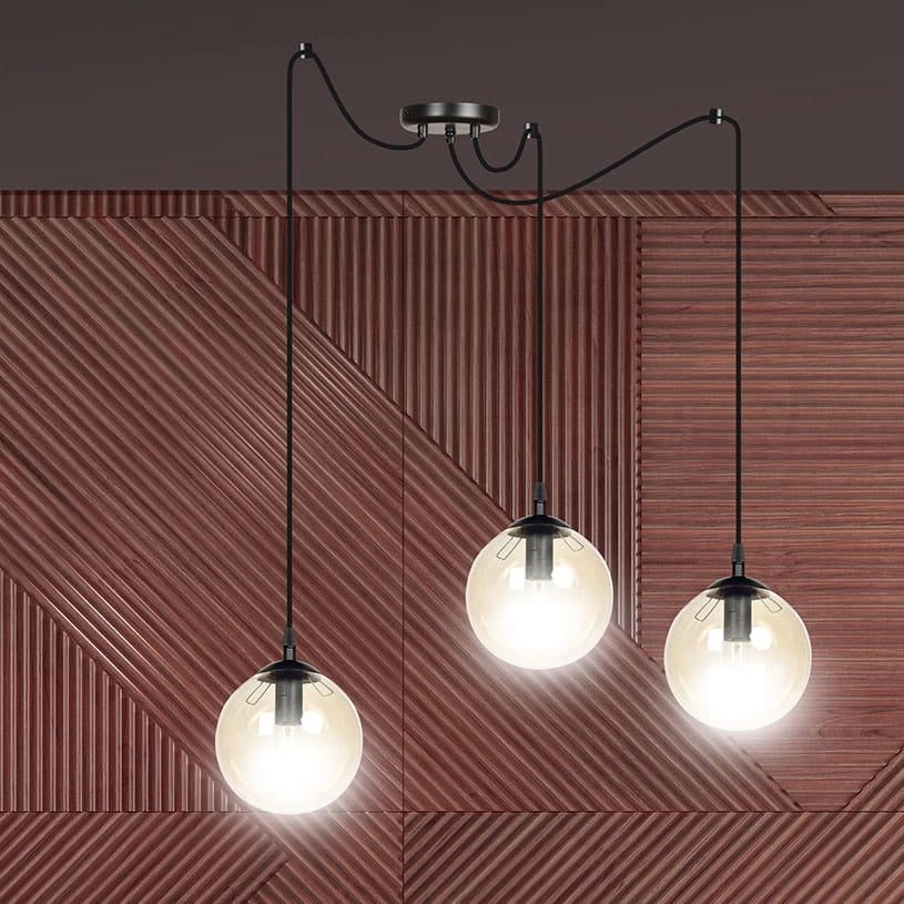 Lampadario Emibig GIGI 3, 3xE14 nero miele vetro metallo