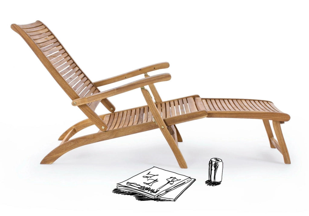 Lettino Poltrona Sedia Sdraio Steamer Legno Giardino Chaise Longue Esterno Noemi