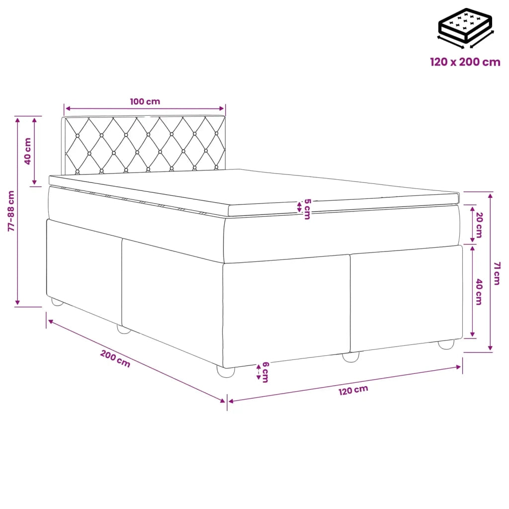 Letto box spring con materasso Verde Scuro 120 x 200 cm Velluto 3453116