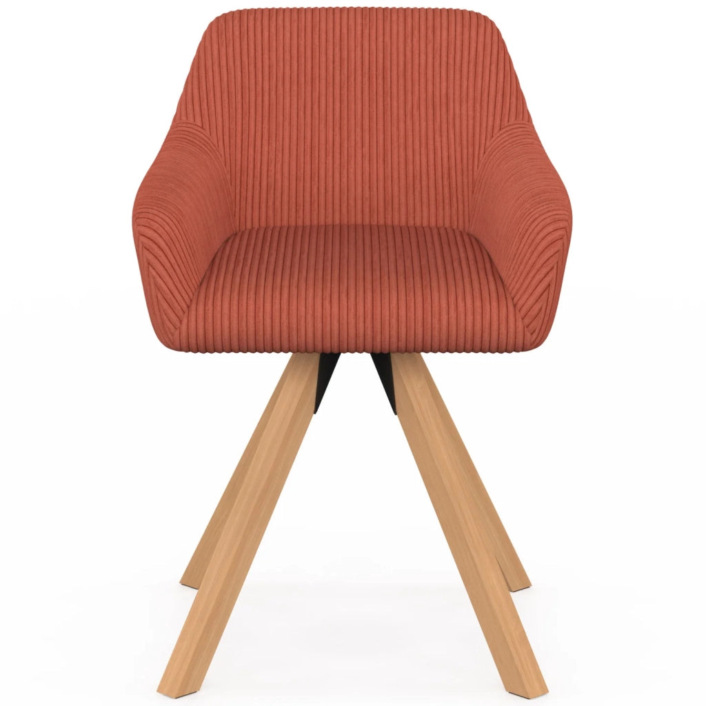IDMarket - Set di 2 sedie da pranzo JANY, poltroncine da tavolo, velluto trapuntato color terracotta, gambe effetto legno