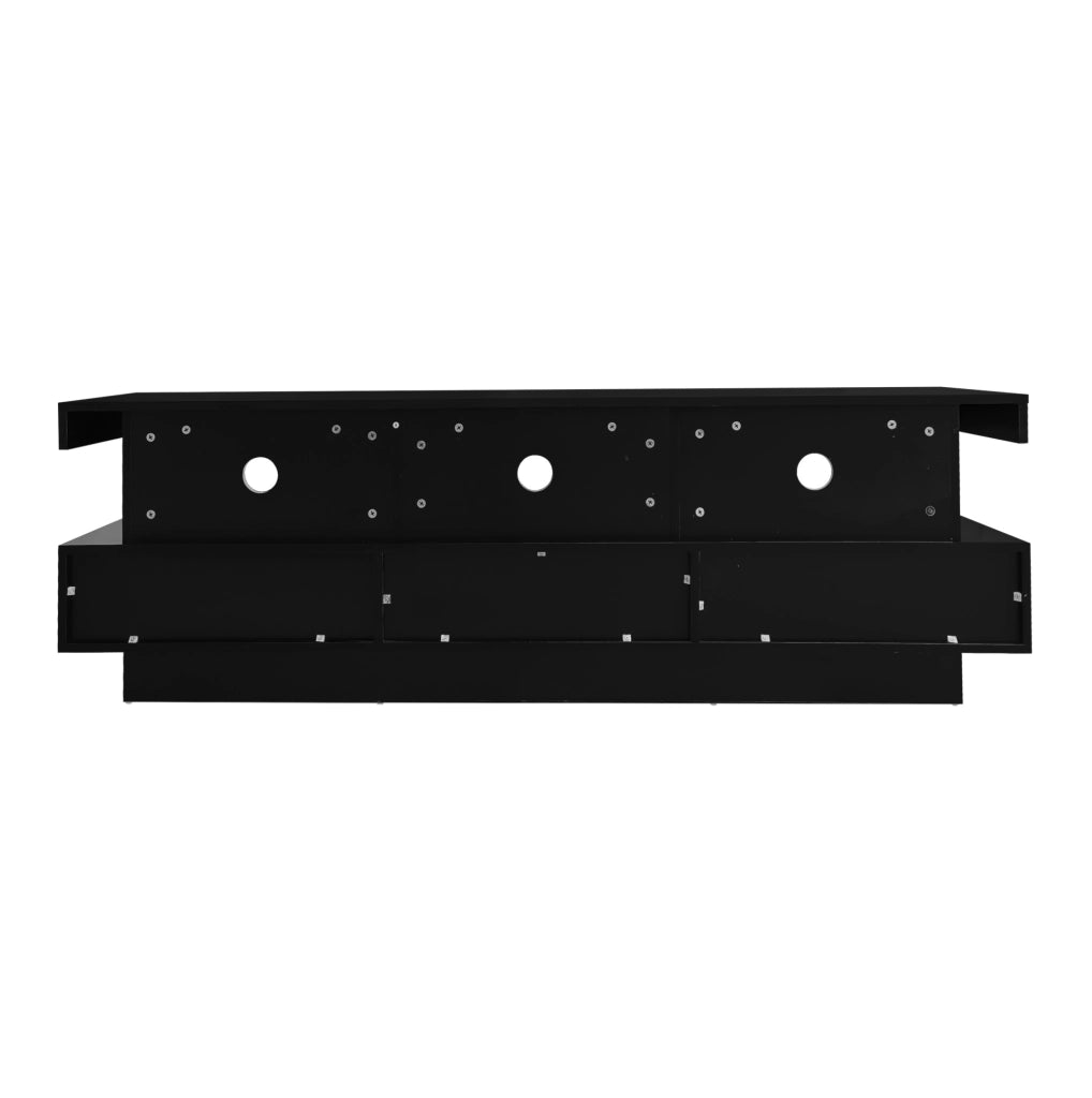 TV mobile 160x38x50;5 cm nero lucido con 3 ripiani in vetro e LED Bluetooth