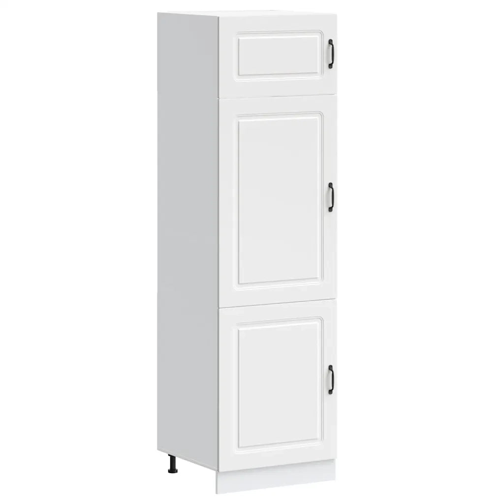 Mobile da cucina Kalmar 60 x 57 x 207 cm ampio e pratico spazio contenitivo piedini regolabili design moderno legno composito bianco 02_0050032
