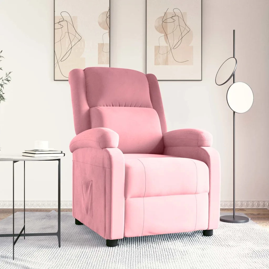 Divano Sedia-Poltrona Reclinabile Rosa in Velluto 620890
