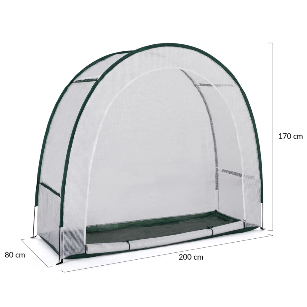 IDMarket - Serra invernale per balcone e terrazza, a forma di mezzaluna 200 x 80 x 170 cm