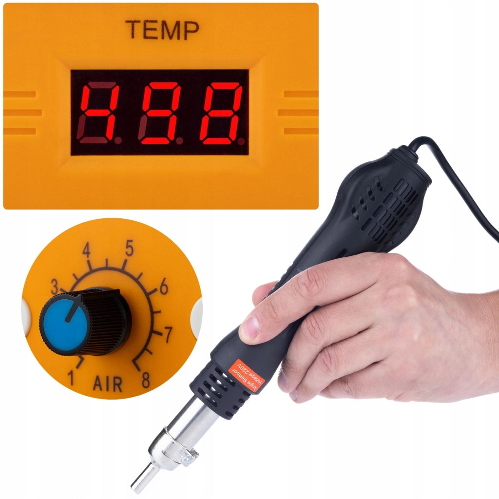 Stazione Saldante Hot-Air 858D – Potenza 700W, Regolazione Temperatura 100-500°C | Set 3 Ugelli