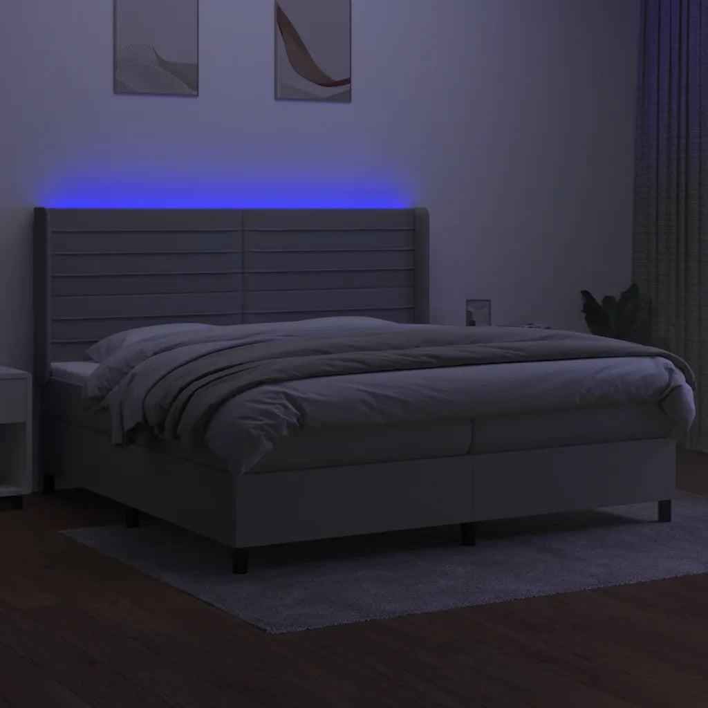 Letto a Molle Materasso e LED Grigio Chiaro 200x200 cm Tessuto 3138421