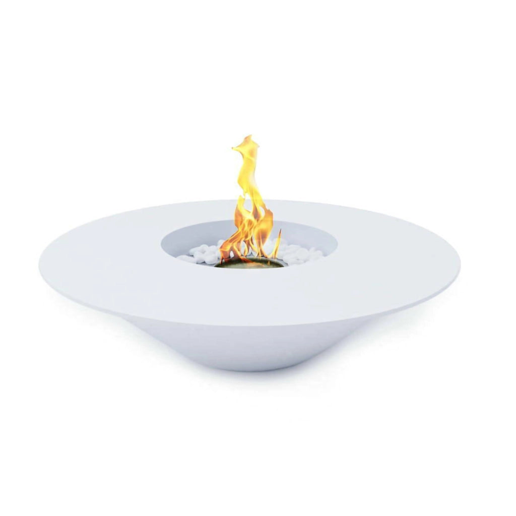 Camino a bioetanolo Arnesano, Caminetto ecologico, Focolare senza fumo, Riscaldatore ad etanolo, Made in Italy, 60x60 h15 cm, Bianco