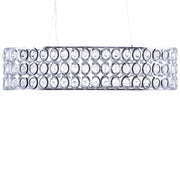 Lampadario Metallo Argento Paralume Ovale a 4 Luci Cristalli in Acrilico