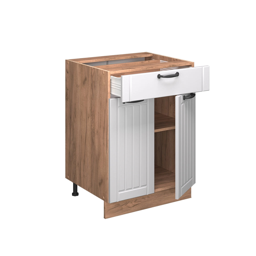 Vicco Mobiletto base per cucina Bianco casa di campagna 60 cm con cassetto, PL Antracite