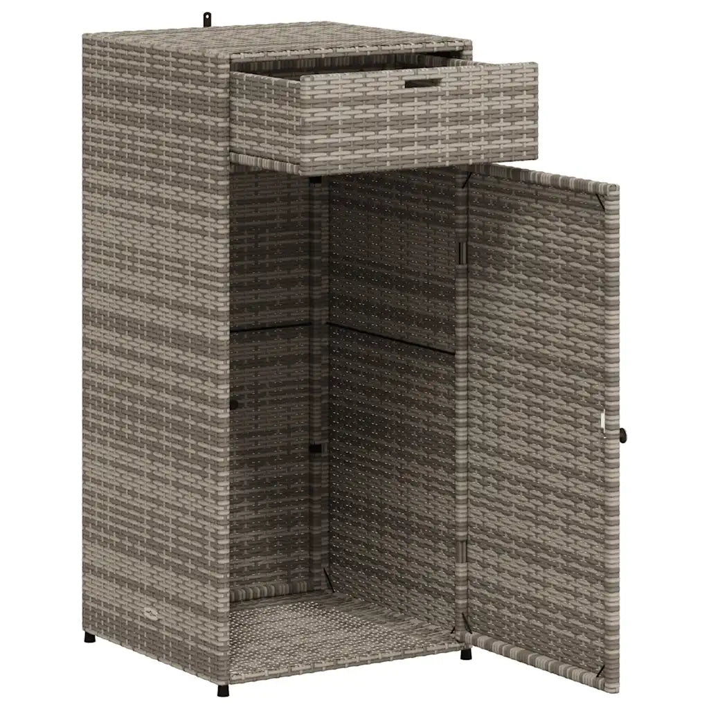 Ampio armadio da giardino per esterni 55 x 55 x 111 cm realizzato in resina intrecciata grigia 02_0047434