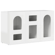 Credenza | Madia | Buffet da pranzo | Armadio da pranzo Bianco Lucido 100 x 35 x 59 cm Legno multistrato